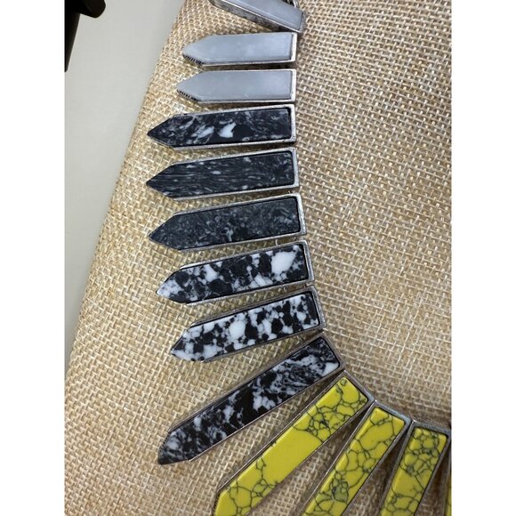 BaubleBar Statement Necklace Yellow & Black Marble Spikes Adjustable Chain Moder - Picture 3 of 13